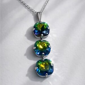Elegant Silver Necklace with Multicolor Gemstones